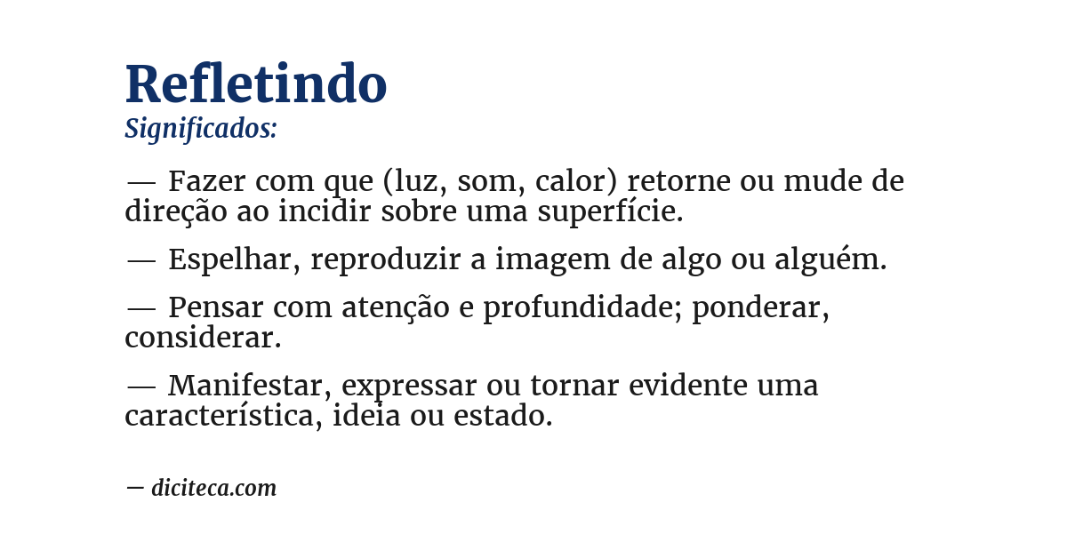 Significado de refletindo