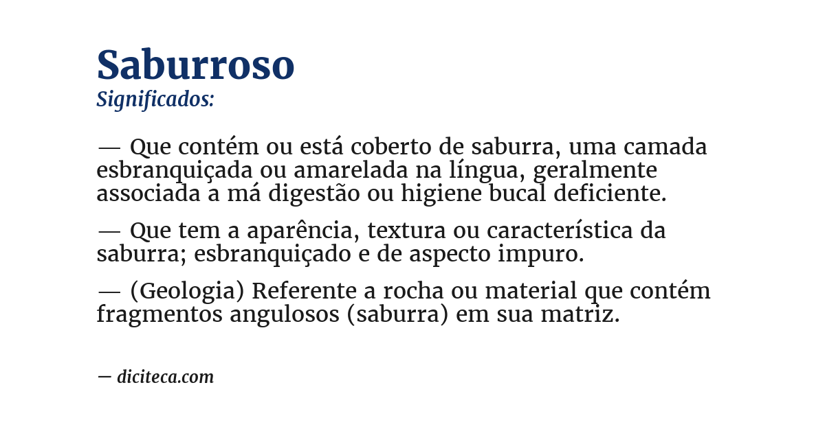 Significado de saburroso