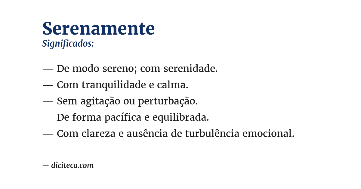 Significado de serenamente