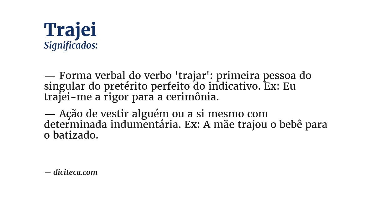 Significado de trajei