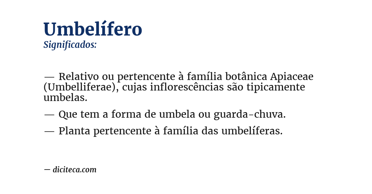 Significado de umbelífero