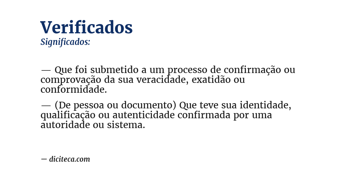 Significado de verificados