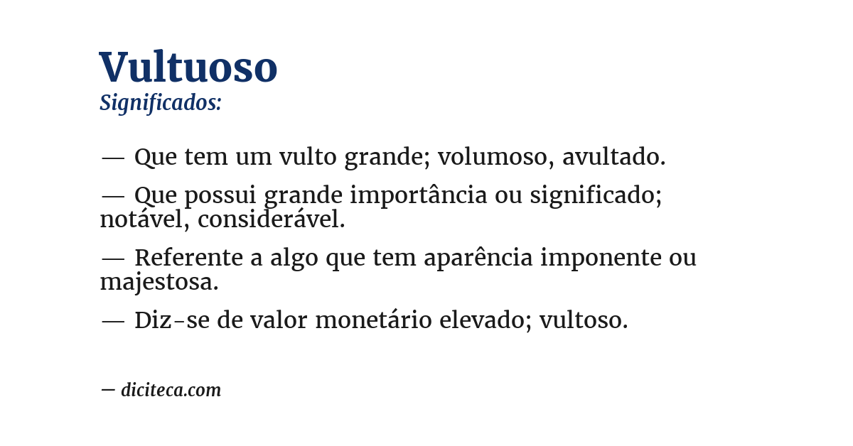 Significado de vultuoso