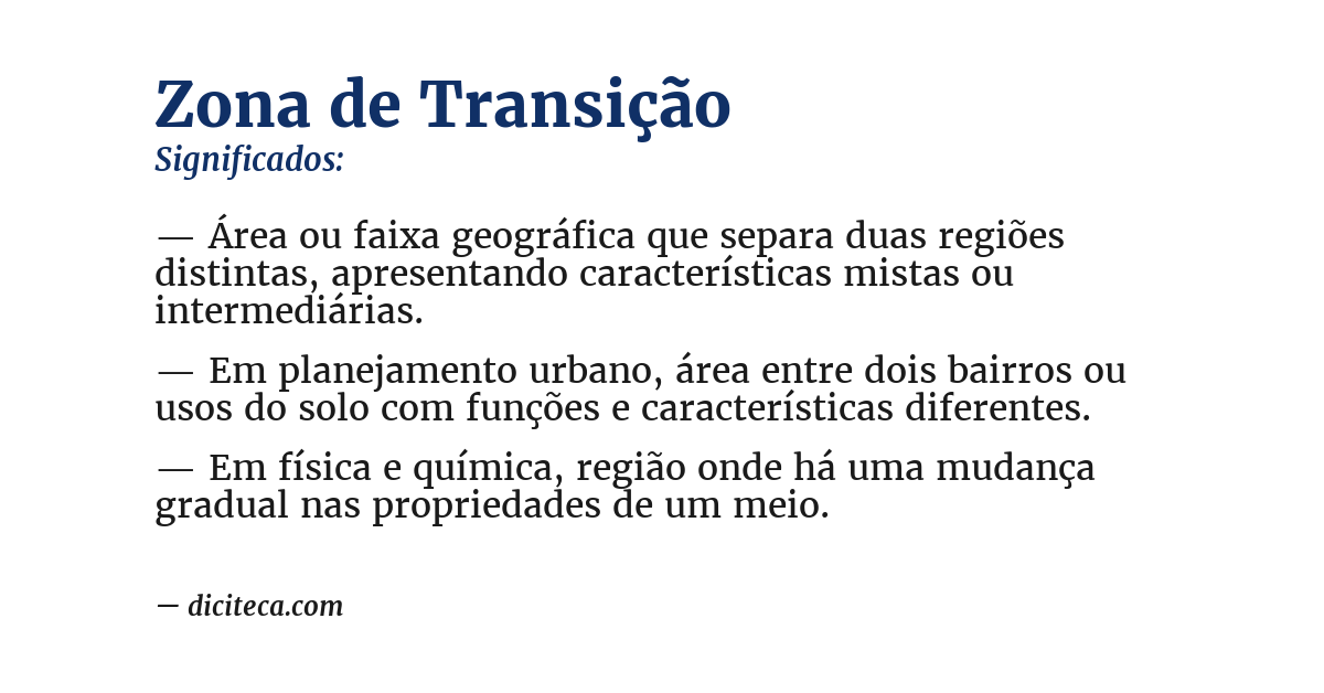 Significado de zona de transição