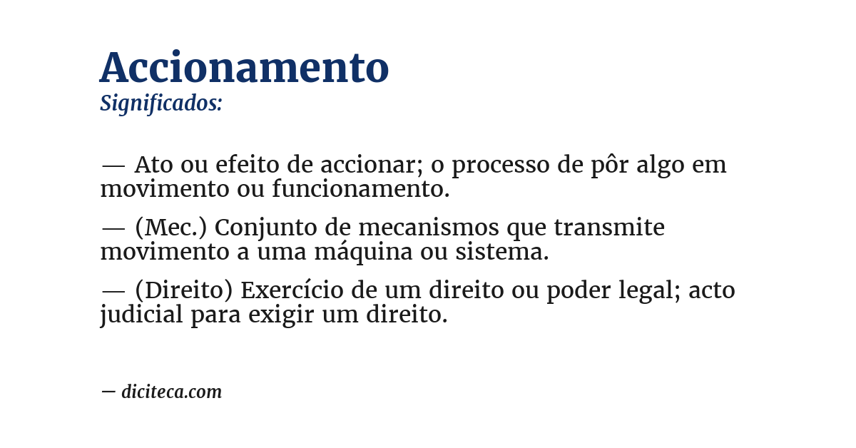 Significado de accionamento