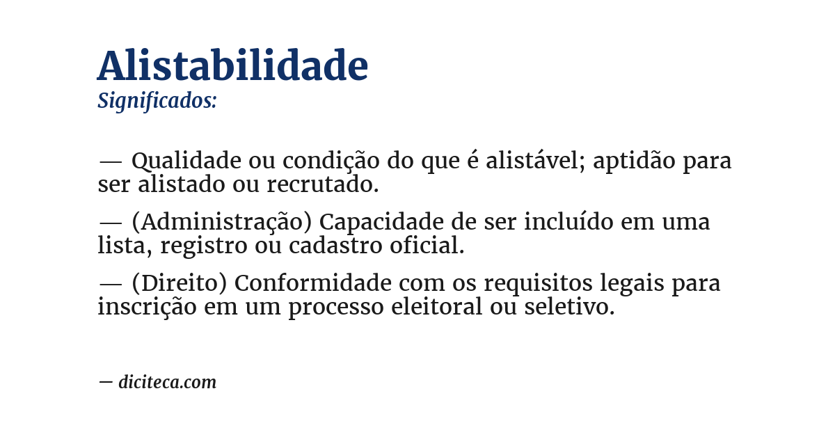 Significado de alistabilidade