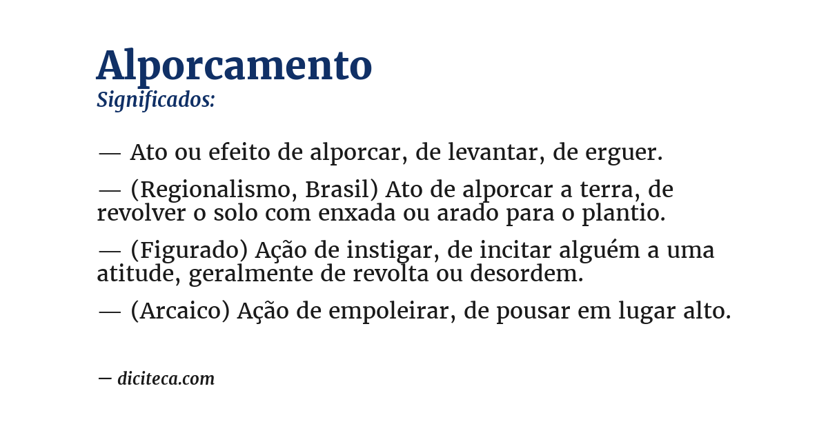Significado de alporcamento
