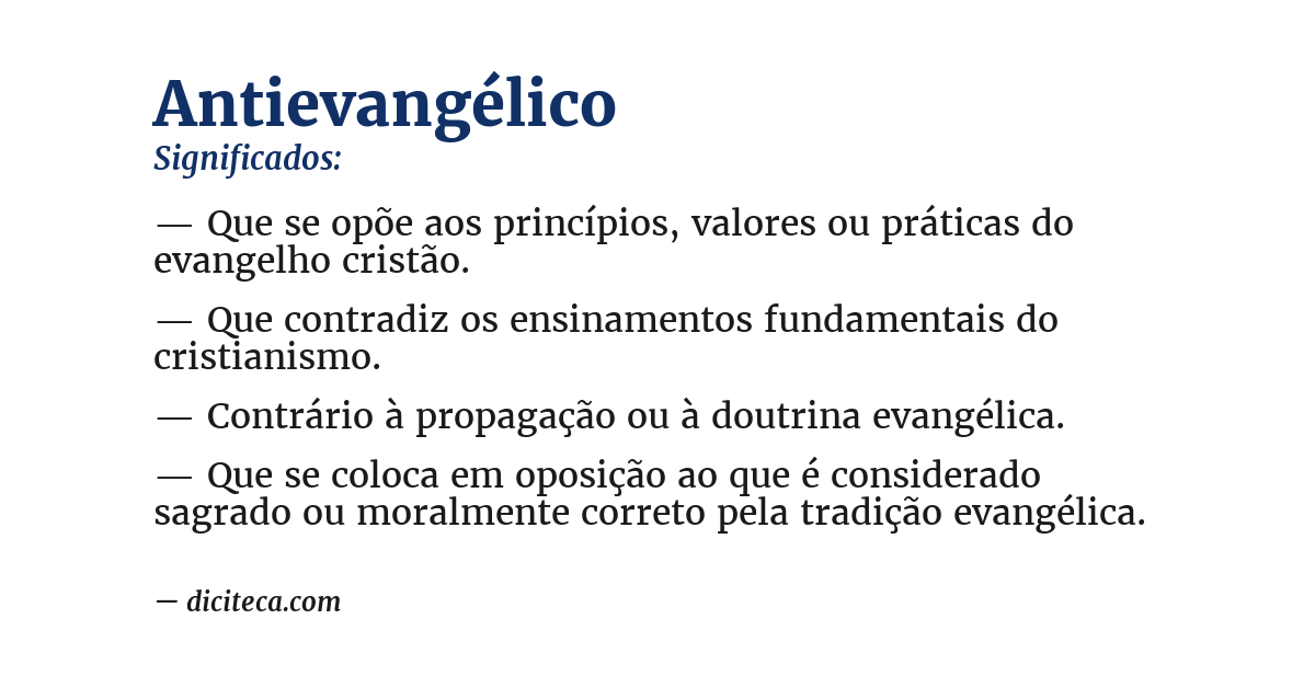 Significado de antievangélico