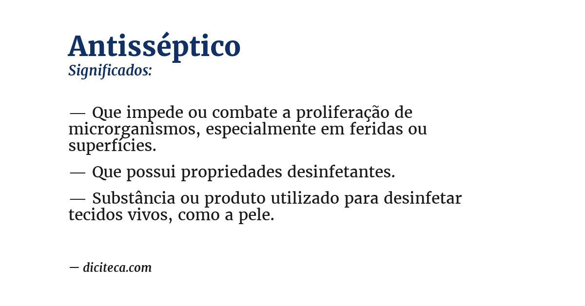 Significado de antisséptico