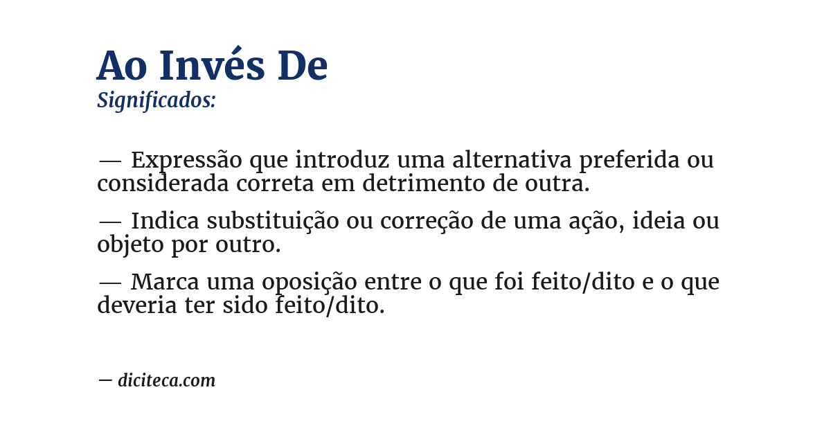 Significado de ao invés de