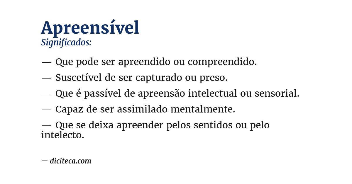 Significado de apreensível