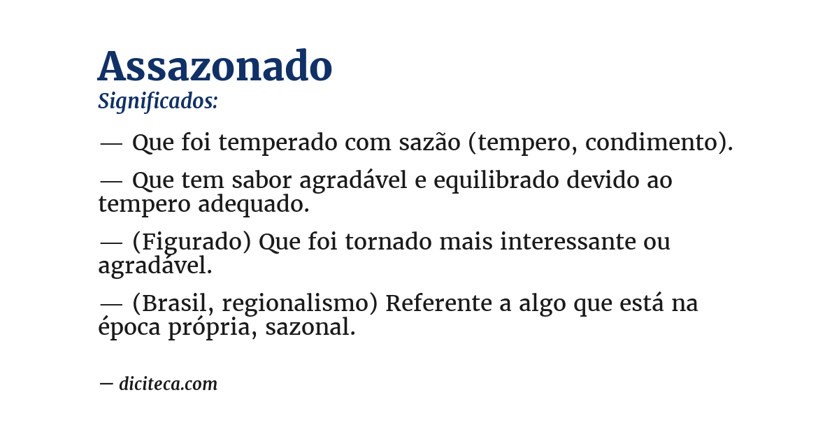 Significado de assazonado