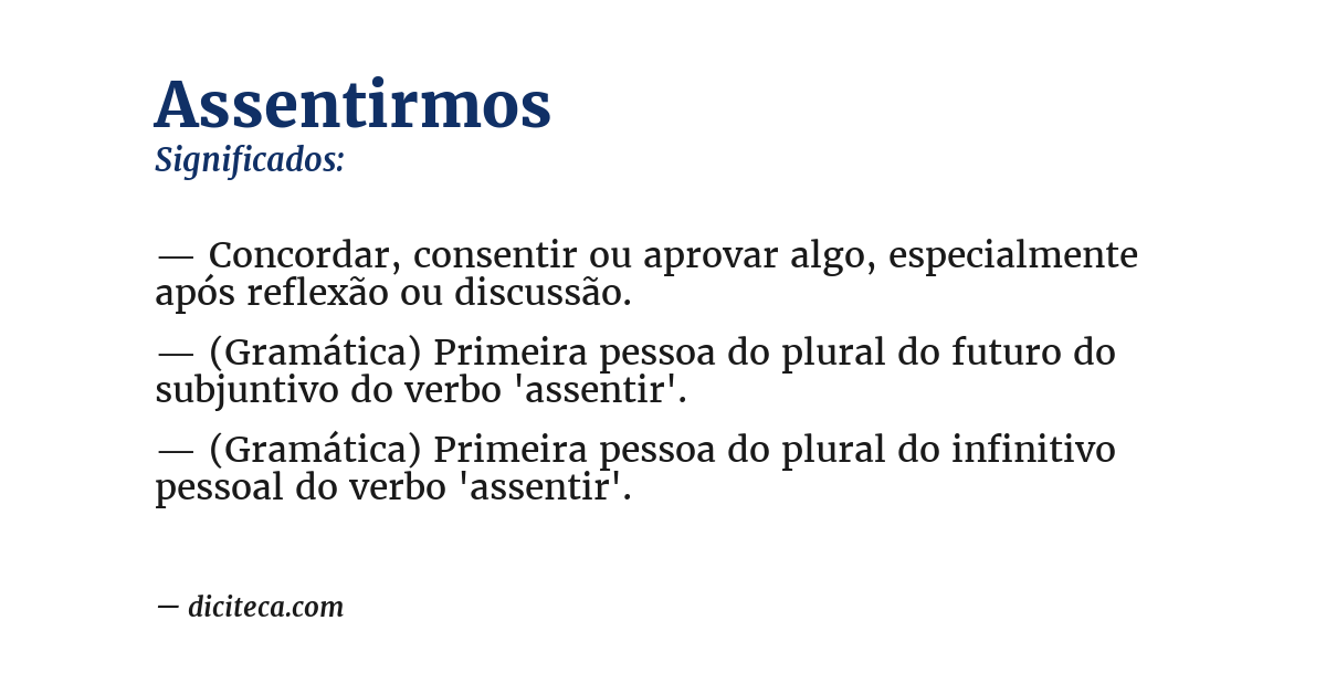 Significado de assentirmos