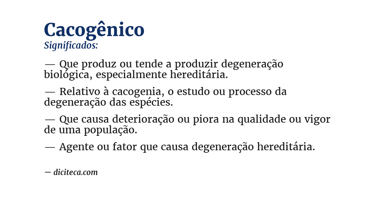 Significado de cacogênico