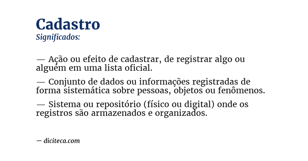 Significado de cadastro