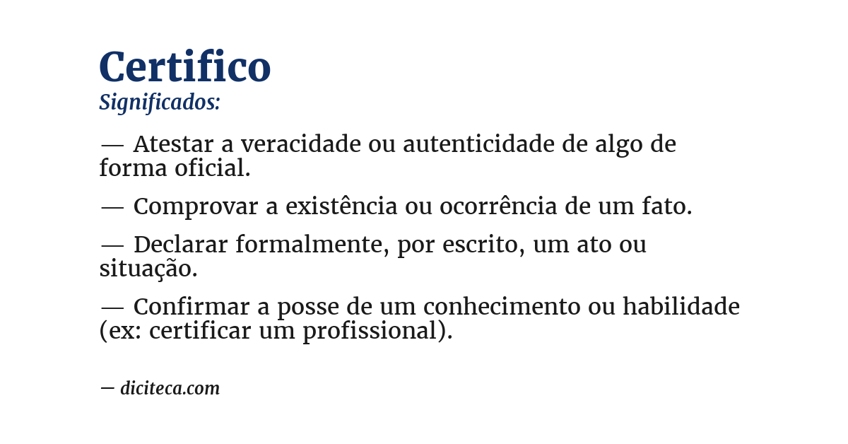 Significado de certifico