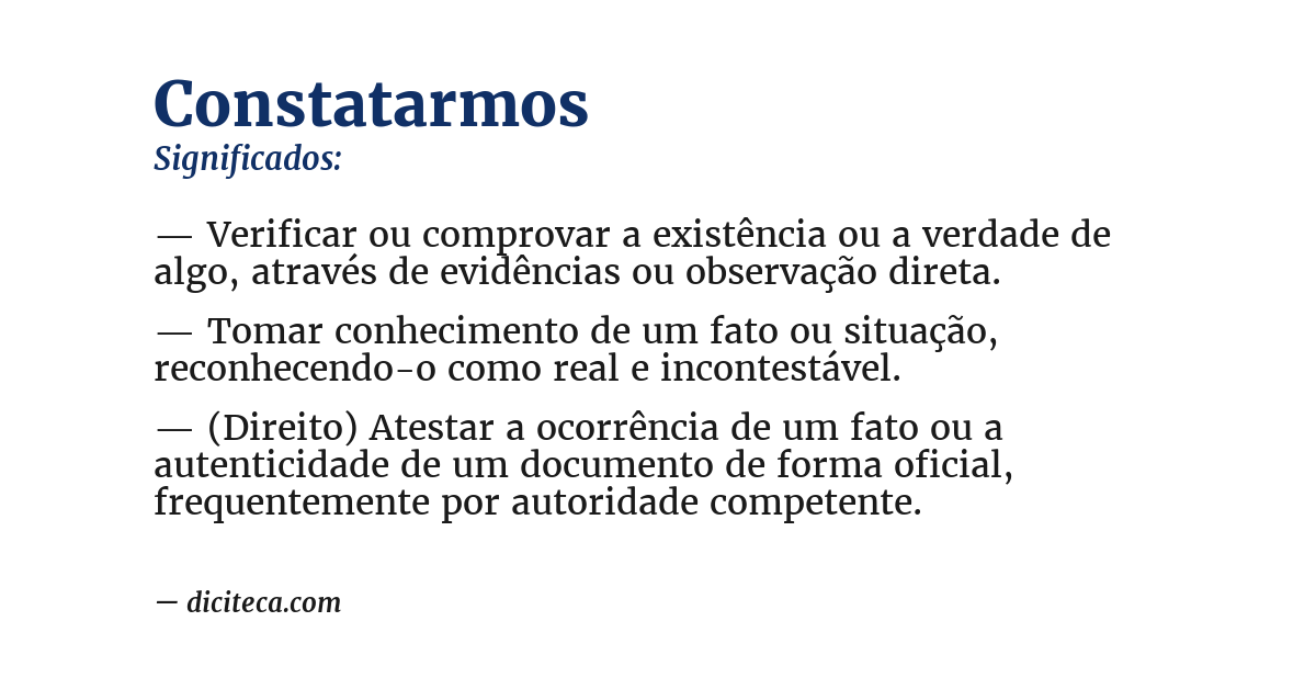 Significado de constatarmos