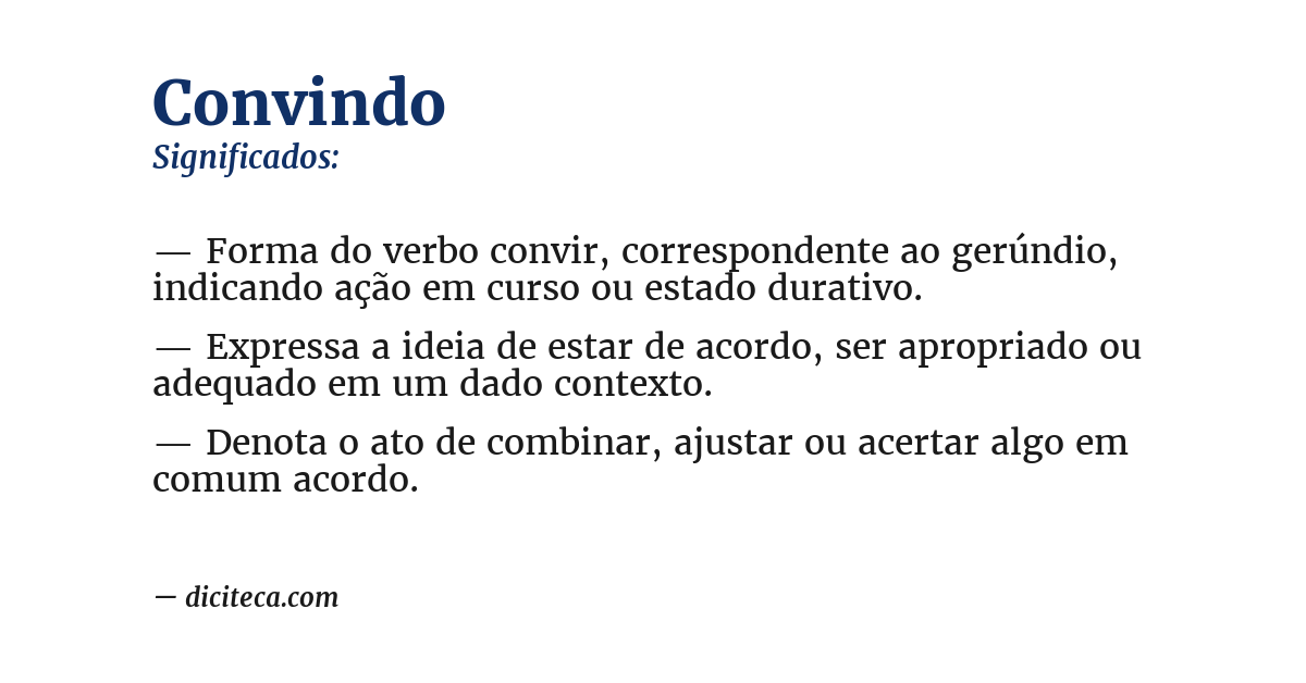 Significado de convindo