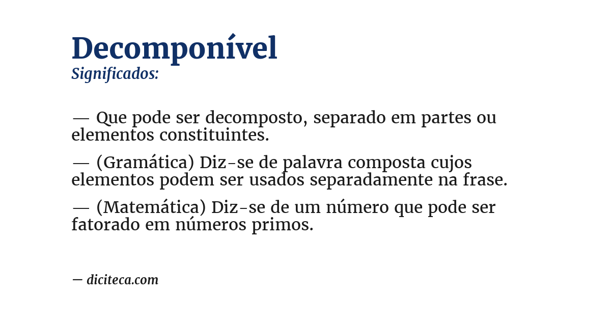 Significado de decomponível