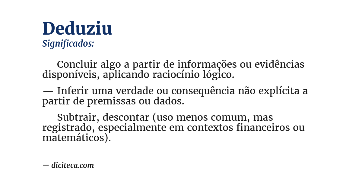 Significado de deduziu