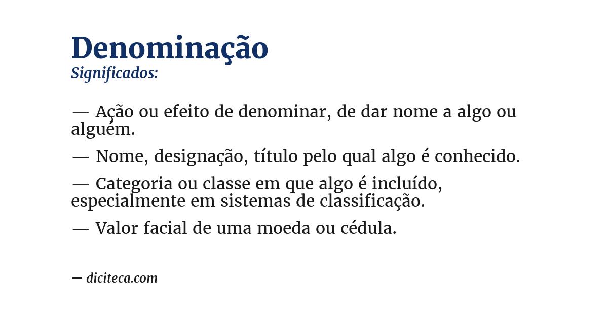 Significado de denominação