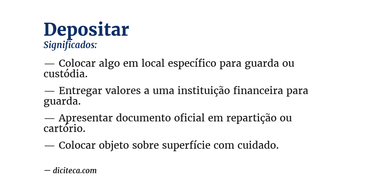 Significado de depositar