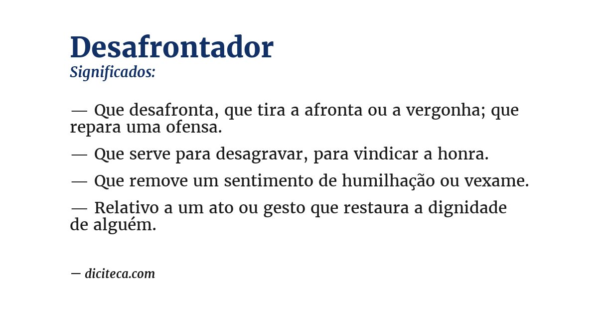 Significado de desafrontador