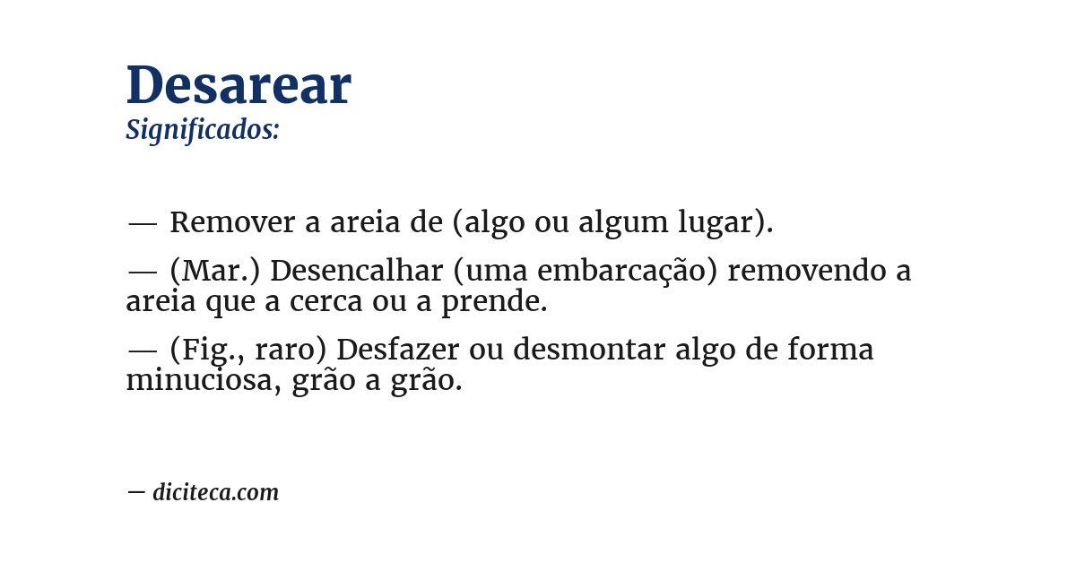 Significado de desarear