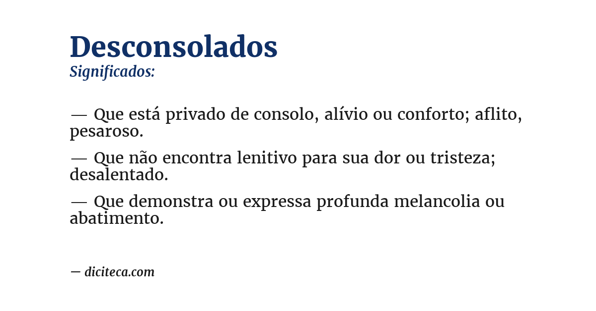 Significado de desconsolados