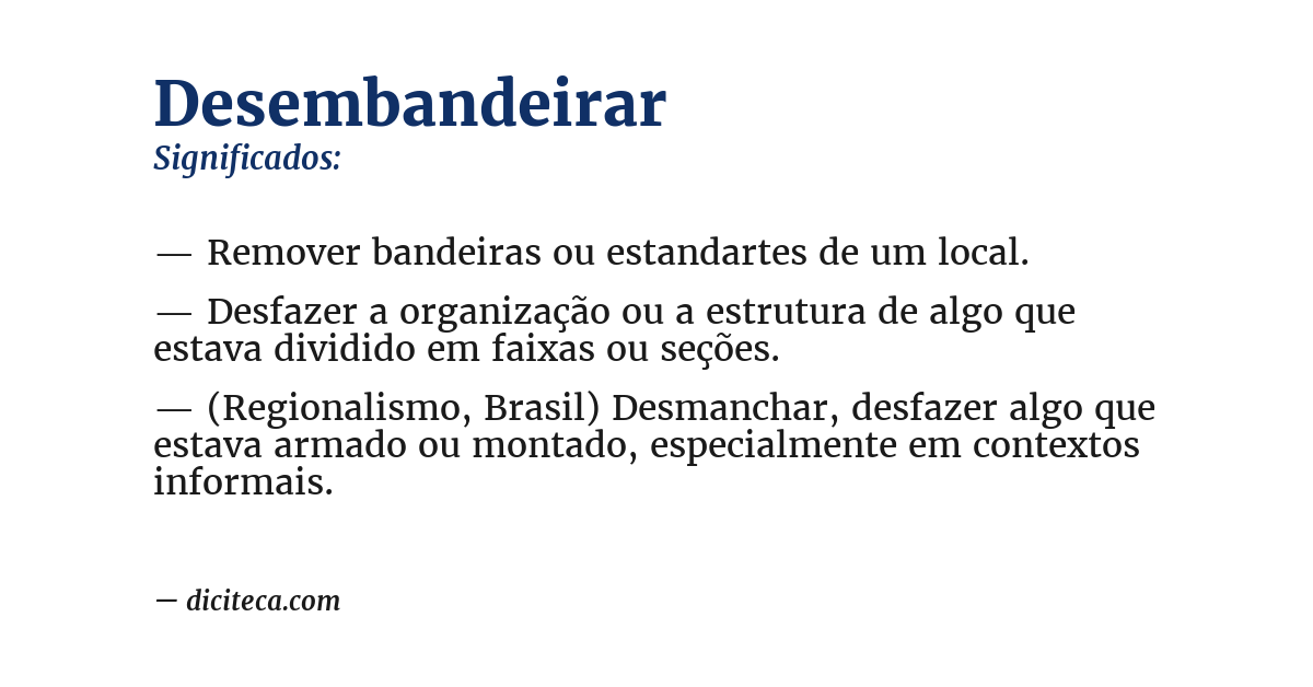 Significado de desembandeirar