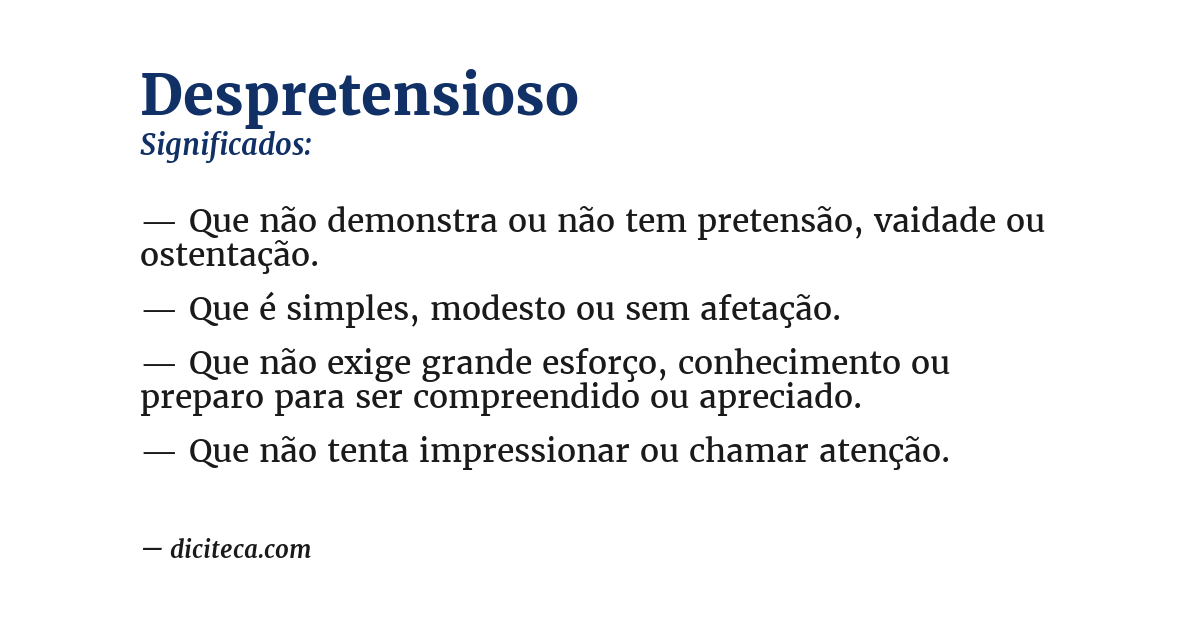 Significado de despretensioso