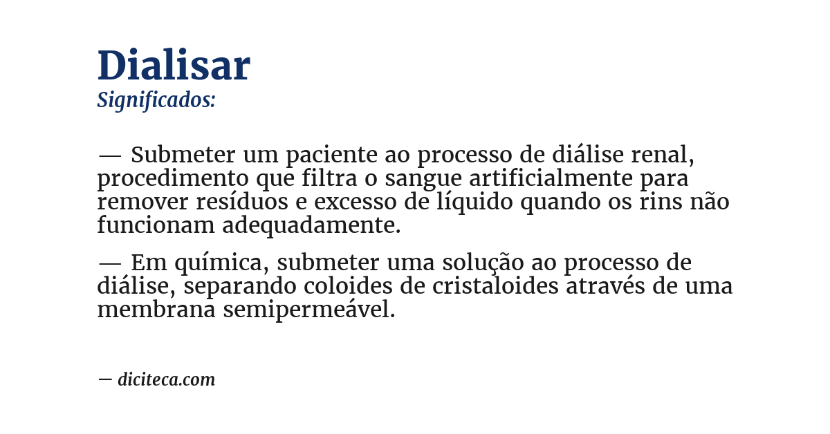 Significado de dialisar