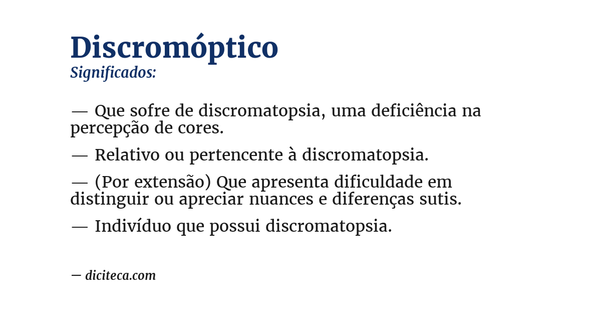 Significado de discromóptico