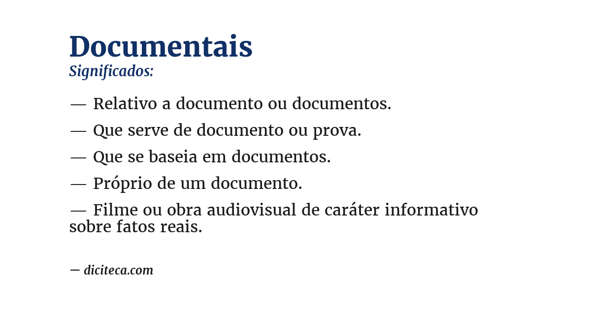 Significado de documentais
