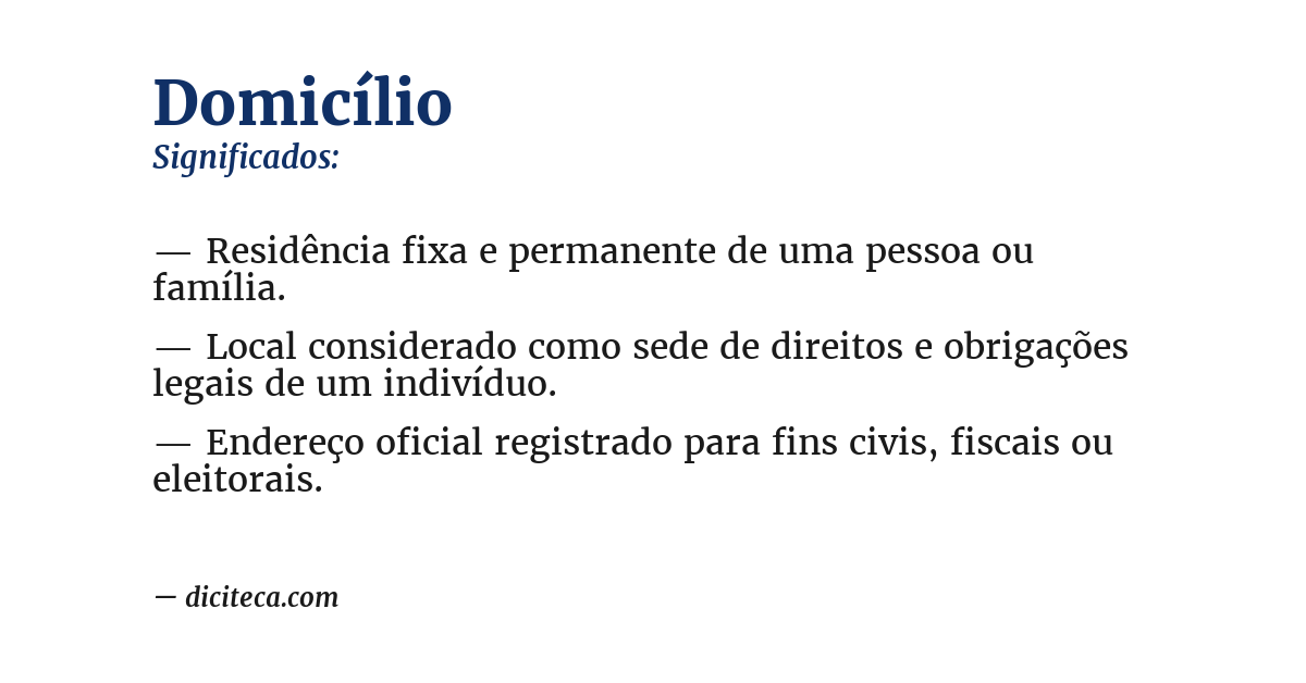 Significado de domicílio