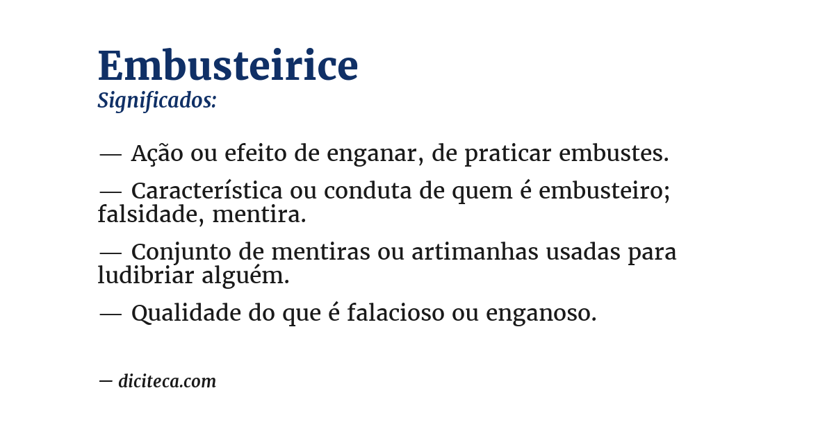 Significado de embusteirice