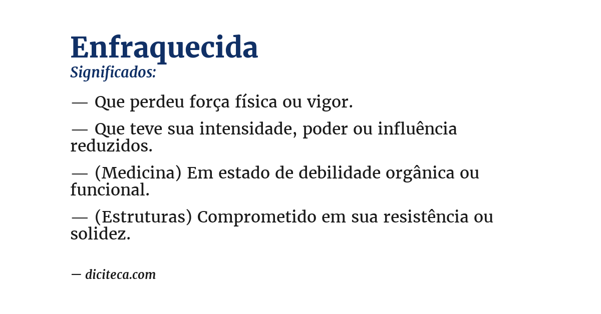 Significado de enfraquecida