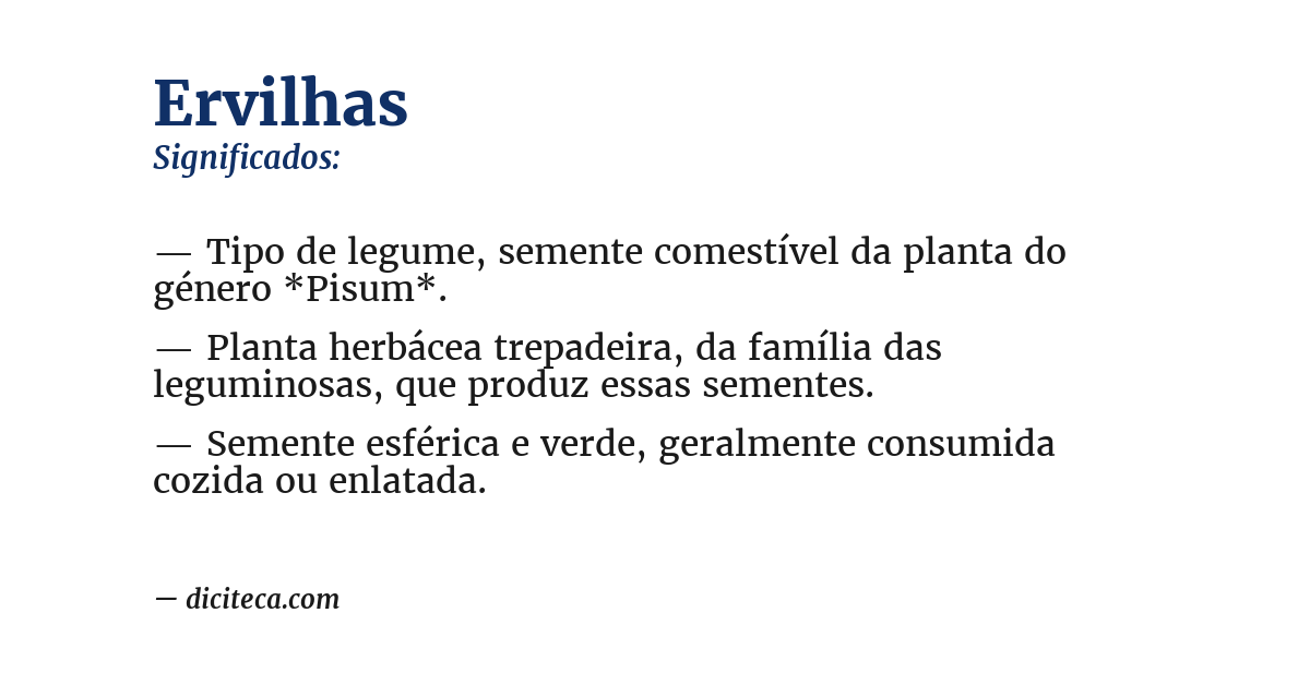 Significado de ervilhas