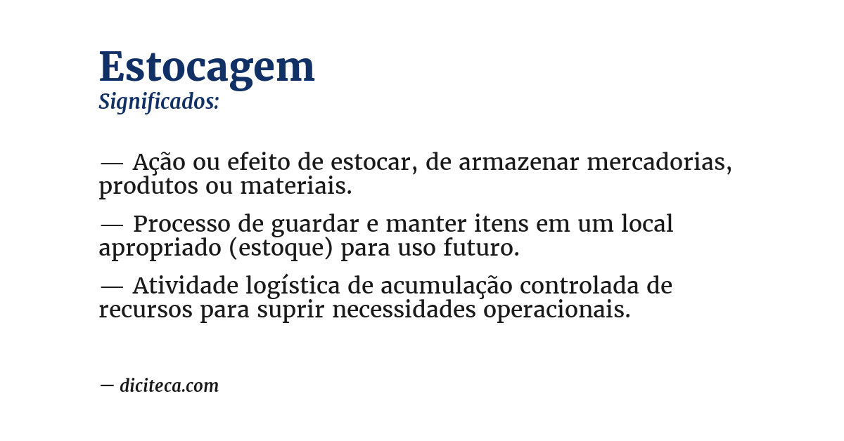 Significado de estocagem