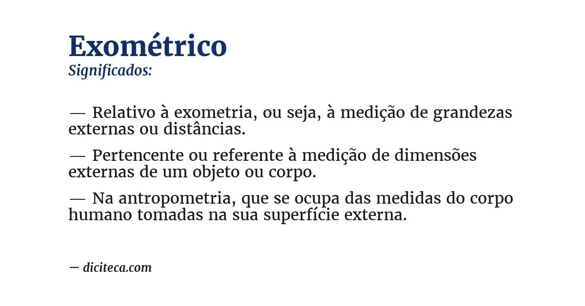 Significado de exométrico