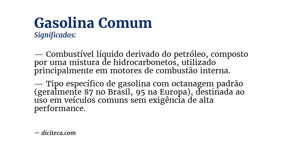 Significado de gasolina comum