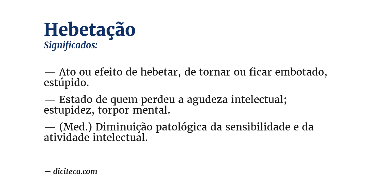 Significado de hebetação