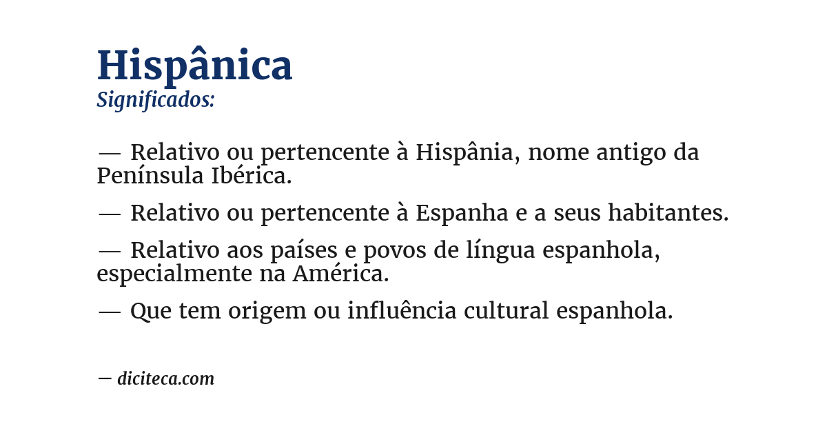 Significado de hispânica