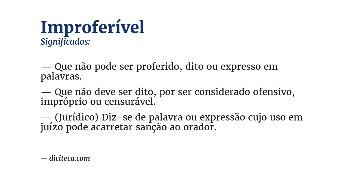 Significado de improferível