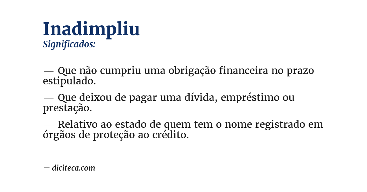 Significado de inadimpliu