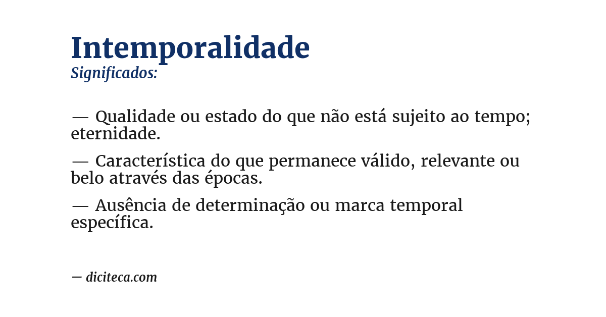 Significado de intemporalidade
