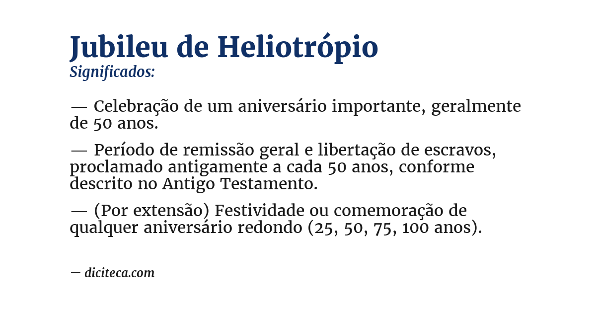 Significado de jubileu de heliotrópio