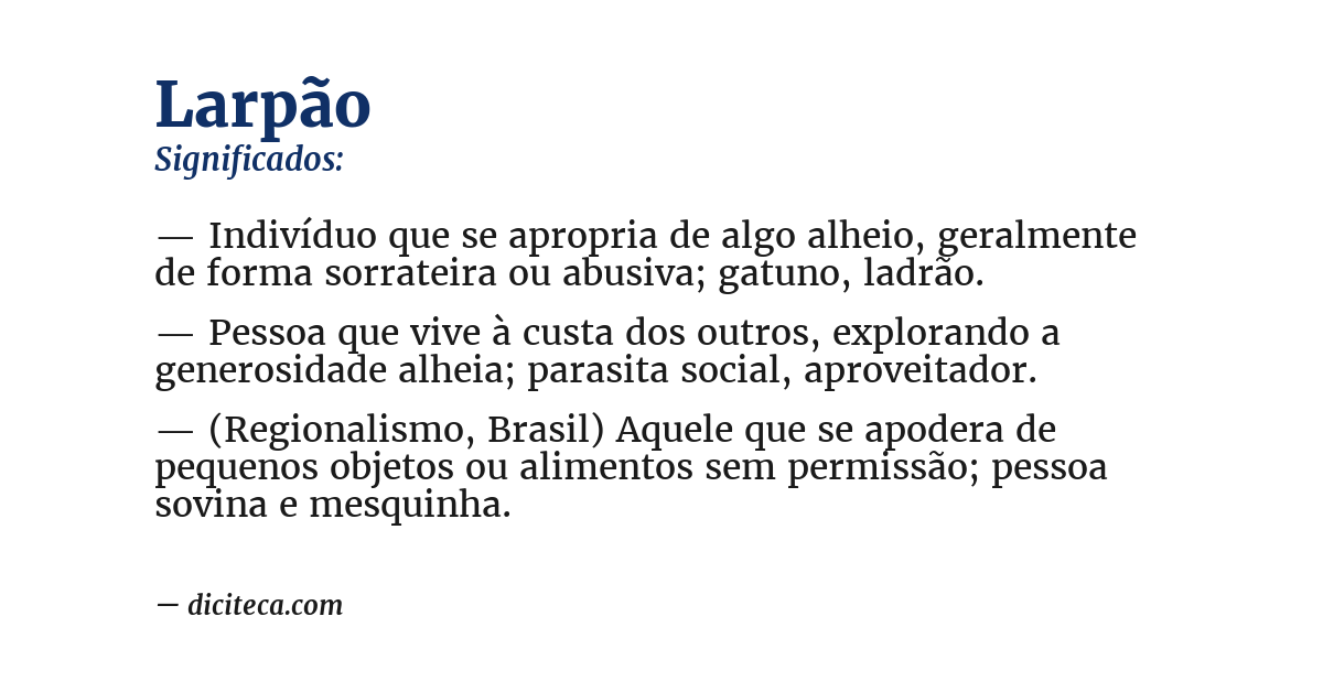 Significado de larpão