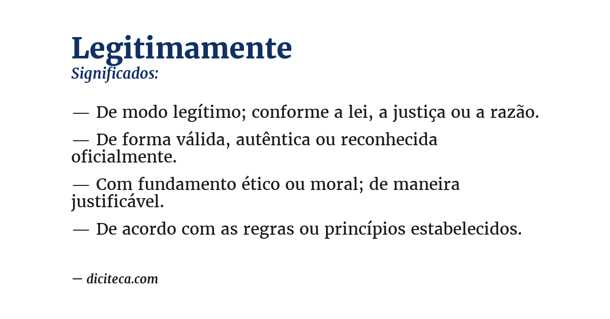 Significado de legitimamente