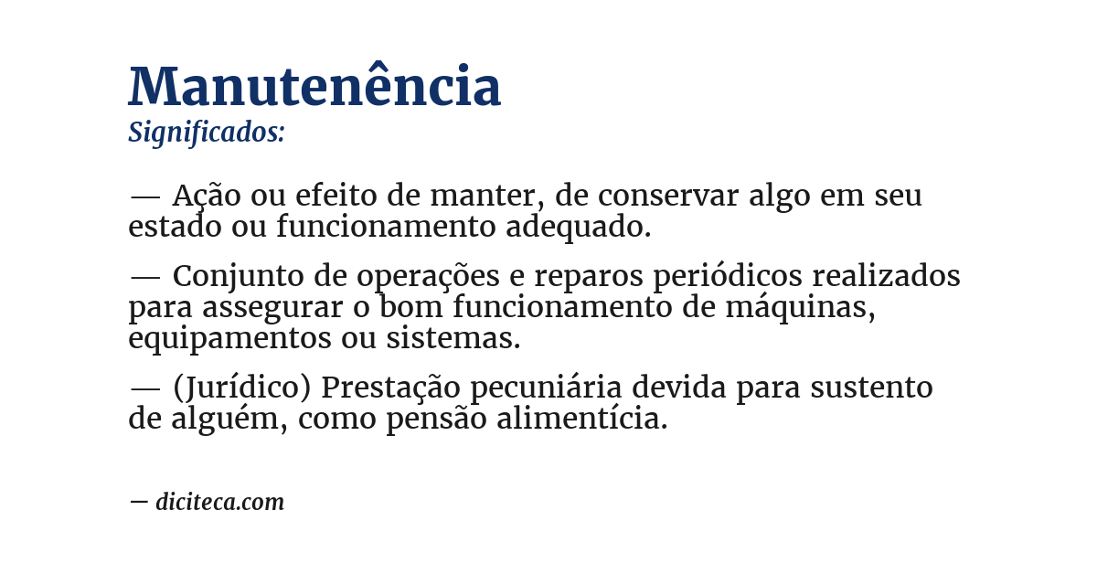 Significado de manutenência
